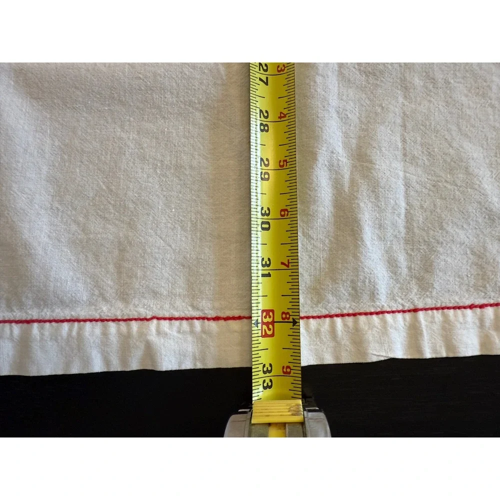 Vintage‎ Poinsetta Embroidered Red Flower Linen Table Runnercloth Napkin Accent